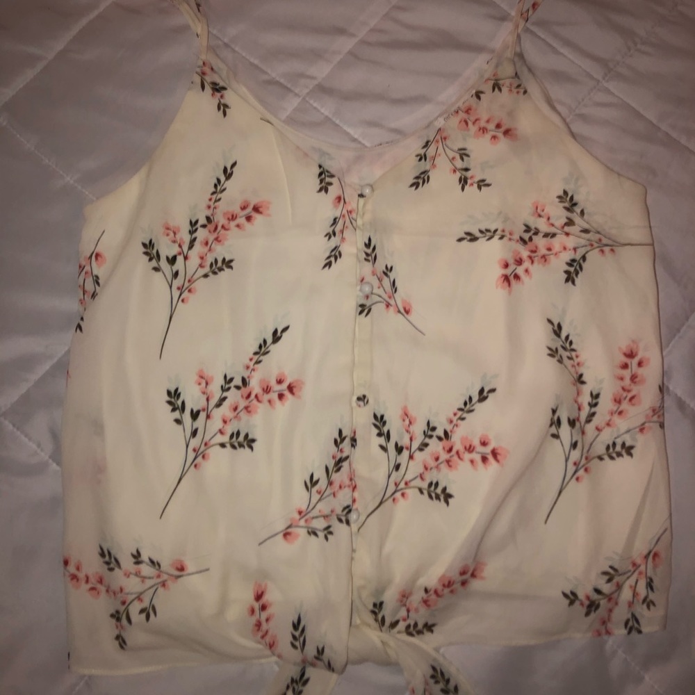 Floral top with front tie